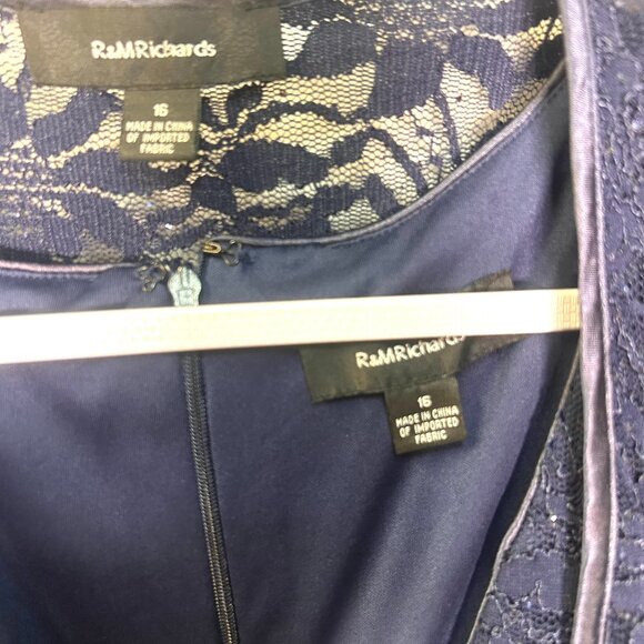 R&M Richards 2-piece blue sleeveless dress w/ lace Size 16 NWT - Picture 2 of 8